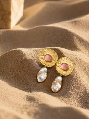 Desert Rosé Baroque Drop Earrings