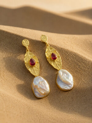 Desert Leaf Baroque Drop Earrings