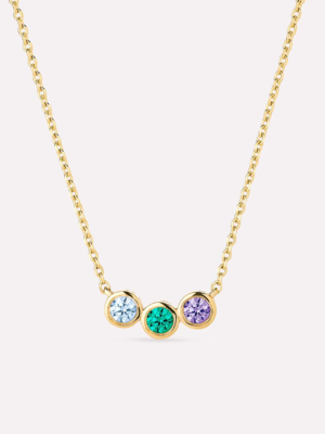 3 Stone Birthstone Necklace